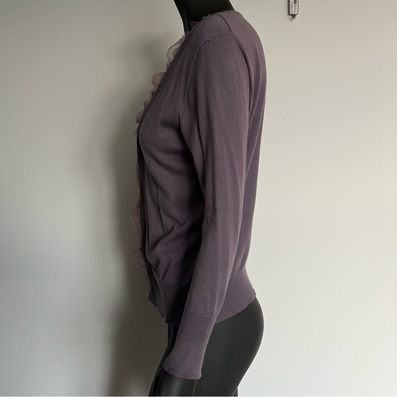 ⚪️🪽VTG JCREW/ SILK COTTON WOOL PURPLE SOFT KNIT CARDIGAN - Picture 4 of 9